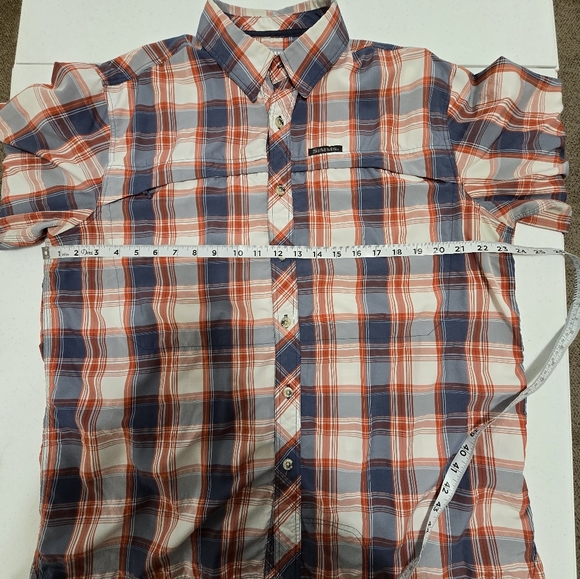 Simms Guide Series Orange Blue Plaid Long-Sleeve Button Up Large Fishing - Picture 6 of 8